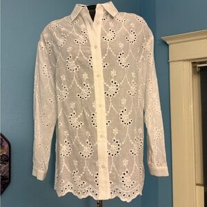 Adrianna Papell White Eyelet Women’s Shirt